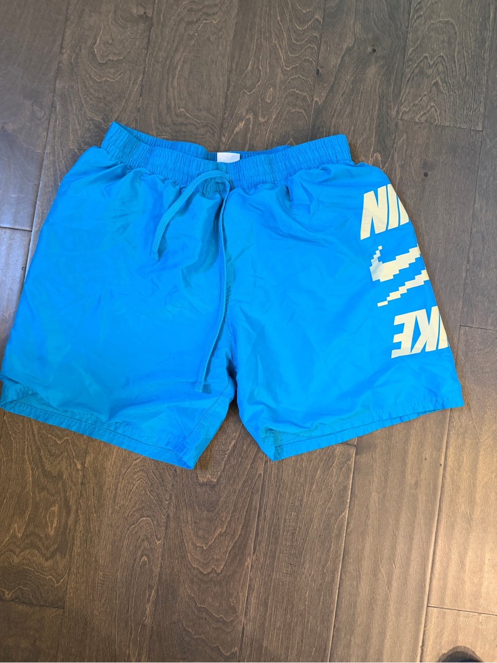 Nike Bright Blue Men’s Swim Trunks with White Logo